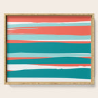 Colorful Stripes, Coral, Teal and Aqua Serving Tray Gallery Image 1
