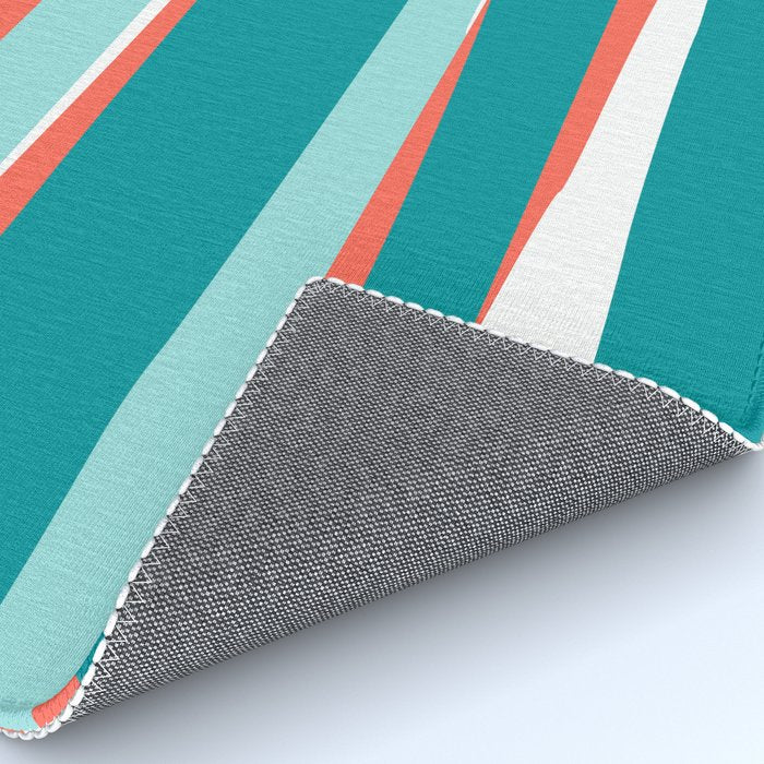 Colorful Stripes, Coral, Teal and Aqua Rug Gallery Image 4