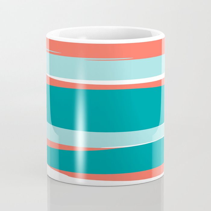 Colorful Stripes, Coral, Teal and Aqua Coffee Mug Gallery Image 4