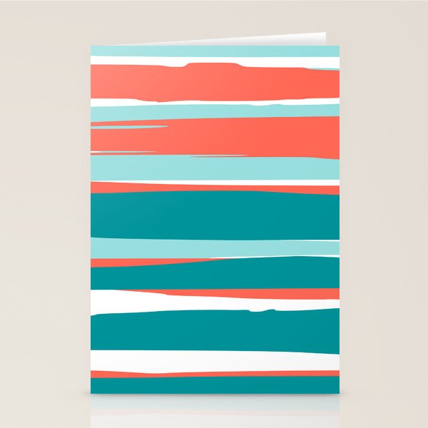 Colorful Stripes, Coral, Teal and Aqua Stationery Card Gallery Image 2