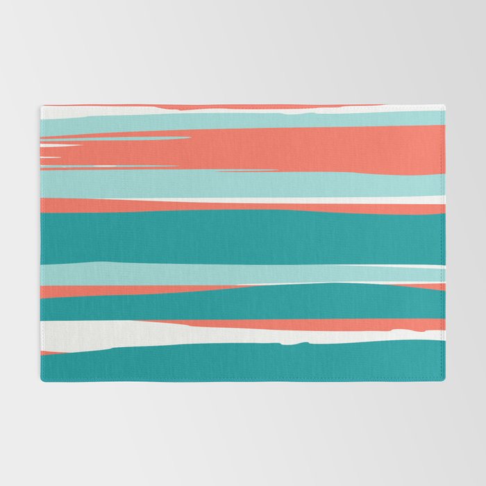 Colorful Stripes, Coral, Teal and Aqua Rug Gallery Image 2
