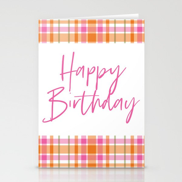 Summer Plaid Pink Orange Green White Stationery Card Gallery Image 2