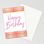 Summer Plaid Pink Orange Green White Stationery Card Gallery Image 2