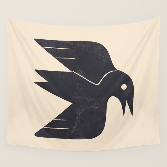 Minimal Blackbird No. 3 Wall Tapestry Gallery Image 4