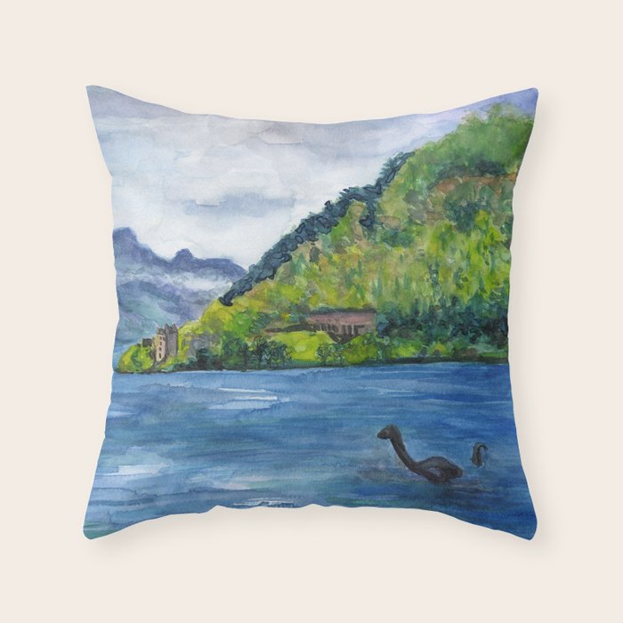 Loch Ness (with Nessie) Throw Pillow Gallery Image 6