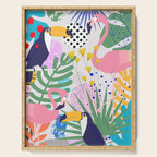 Tropical Spring | Pastel Quirky Modern Bohemian Jungle Botanical | Flamingo Palm Cockatoo Birds Serving Tray Gallery Image 1