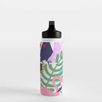 Tropical Spring | Pastel Quirky Modern Bohemian Jungle Botanical | Flamingo Palm Cockatoo Birds Water Bottle Gallery Image 3
