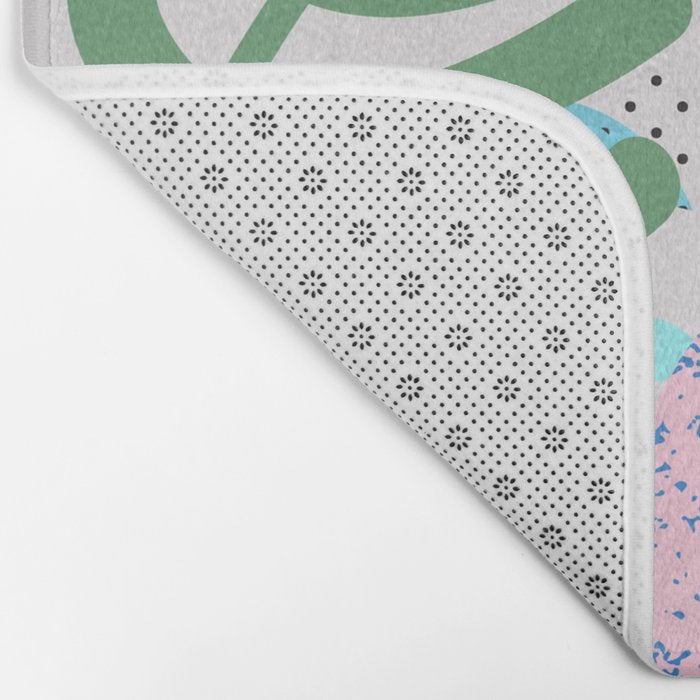 Tropical Spring | Pastel Quirky Modern Bohemian Jungle Botanical | Flamingo Palm Cockatoo Birds Bath Mat Gallery Image 2