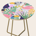 Tropical Spring | Pastel Quirky Modern Bohemian Jungle Botanical | Flamingo Palm Cockatoo Birds Side Table Gallery Image 2