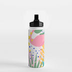 Tropical Spring | Pastel Quirky Modern Bohemian Jungle Botanical | Flamingo Palm Cockatoo Birds Water Bottle Gallery Image 2