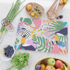 Tropical Spring | Pastel Quirky Modern Bohemian Jungle Botanical | Flamingo Palm Cockatoo Birds Cutting Board Gallery Image 2