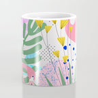 Tropical Spring | Pastel Quirky Modern Bohemian Jungle Botanical | Flamingo Palm Cockatoo Birds Coffee Mug Gallery Image 4