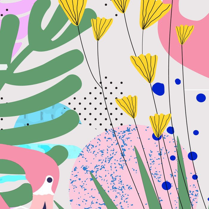 Tropical Spring | Pastel Quirky Modern Bohemian Jungle Botanical | Flamingo Palm Cockatoo Birds Coffee Mug Gallery Image 2