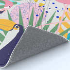 Tropical Spring | Pastel Quirky Modern Bohemian Jungle Botanical | Flamingo Palm Cockatoo Birds Rug Gallery Image 4