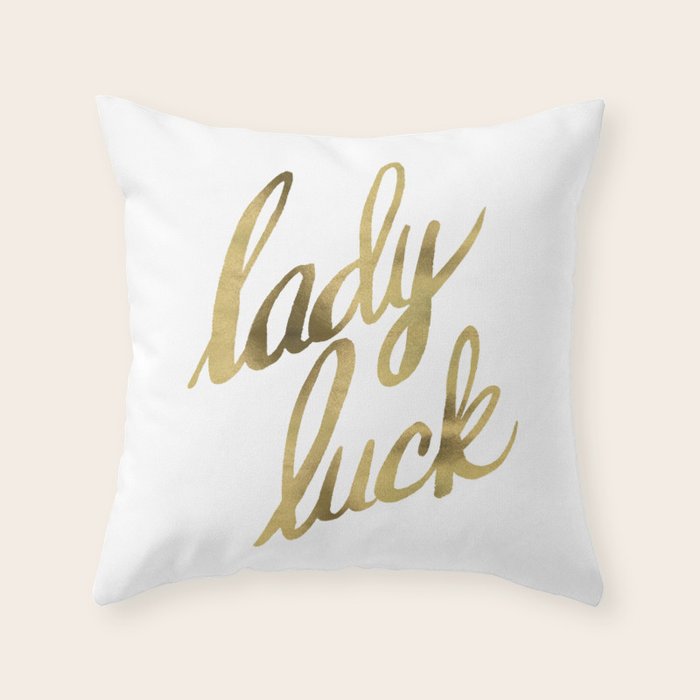 Lady Luck - Gold Ink Throw Pillow Gallery Image 6