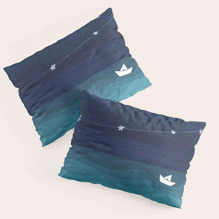 Garlands of stars, watercolor teal ocean Pillow Sham