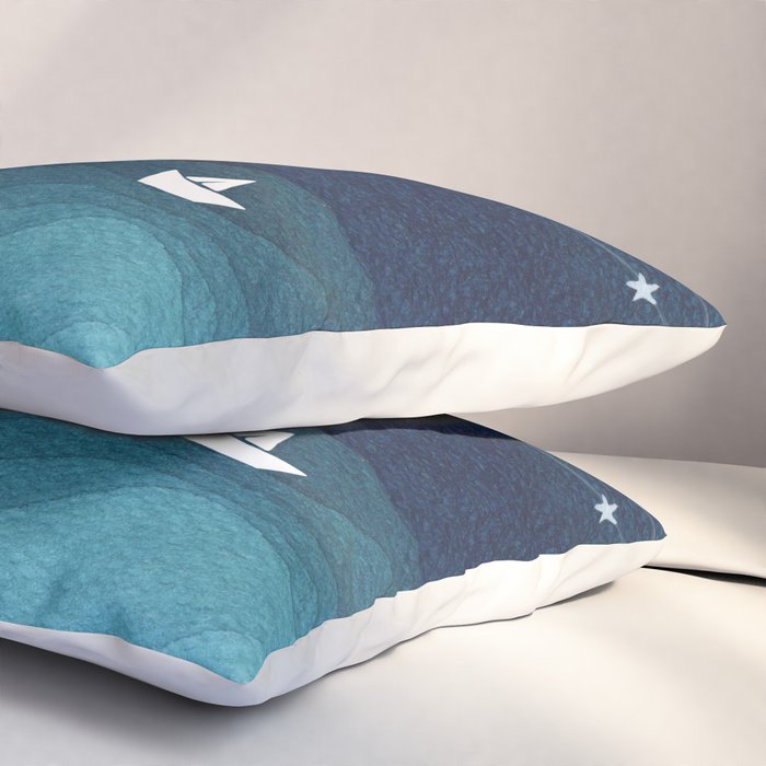 Garlands of stars, watercolor teal ocean Pillow Sham Gallery Image 3