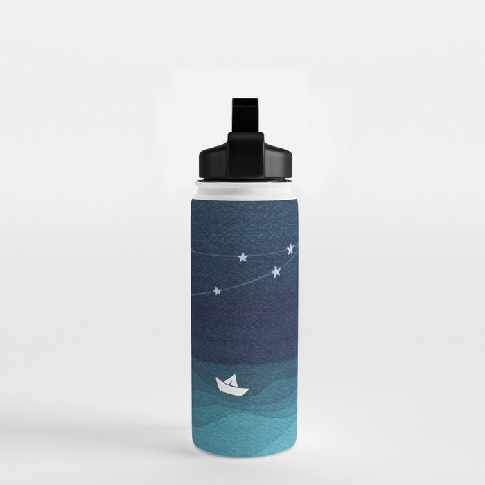 Garlands of stars, watercolor teal ocean Water Bottle Gallery Image 2