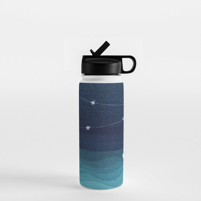 Garlands of stars, watercolor teal ocean Water Bottle Gallery Image 1