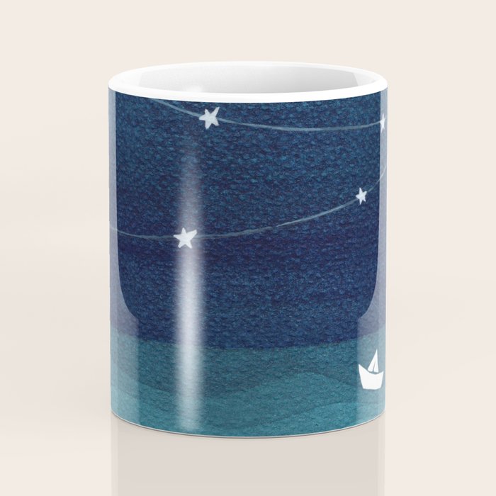 Garlands of stars, watercolor teal ocean Coffee Mug Gallery Image 4