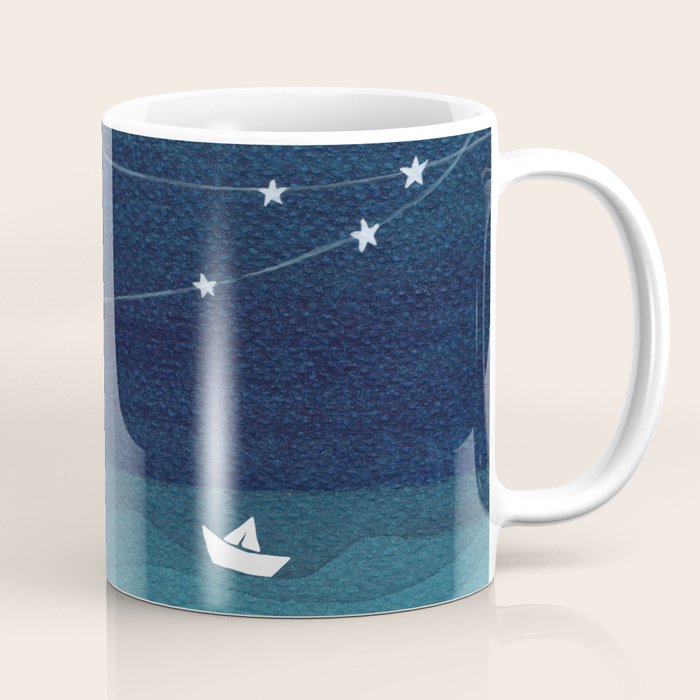 Garlands of stars, watercolor teal ocean Coffee Mug Gallery Image 1