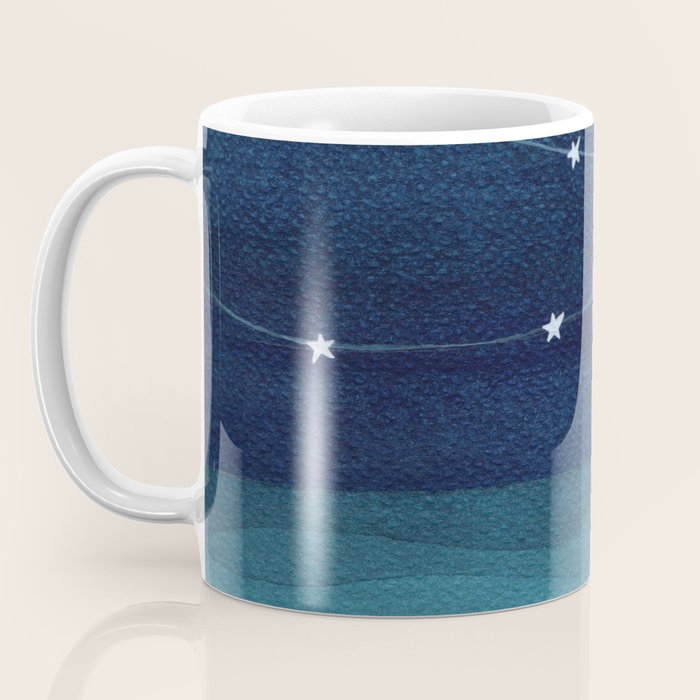 Garlands of stars, watercolor teal ocean Coffee Mug Gallery Image 3