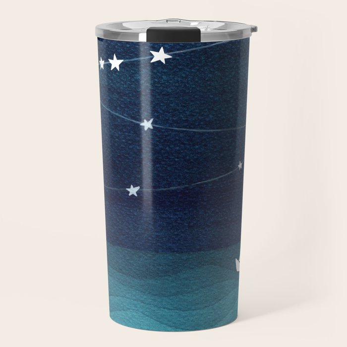 Garlands of stars, watercolor teal ocean Travel Mug Gallery Image 1