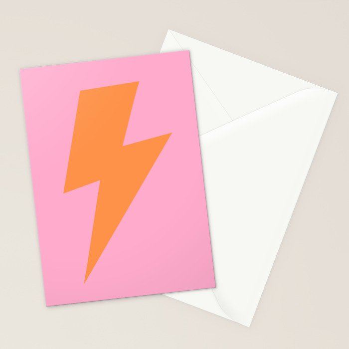 Orange Lightning on Pink Stationery Card Gallery Image 2
