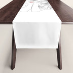 Minimal Line Art Girl with Sunflowers Table Runner Gallery Image 1