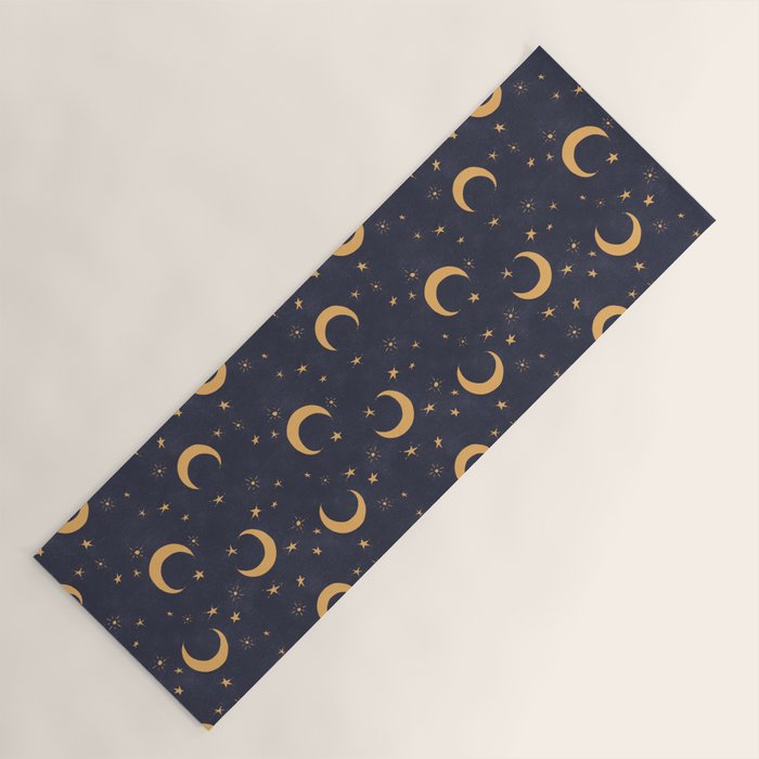 Goodnight Sky - Midnight and gold Yoga Mat Gallery Image 1