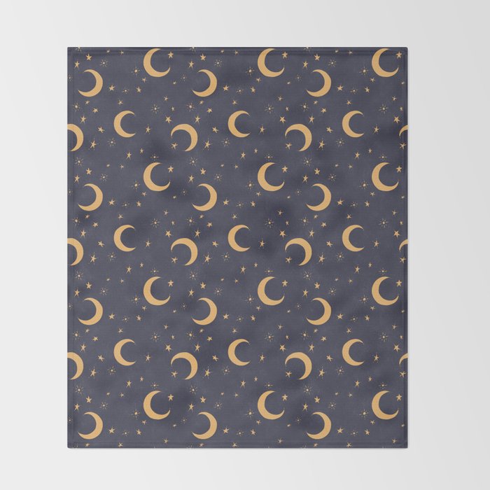 Goodnight Sky - Midnight and gold Throw Blanket Gallery Image 2