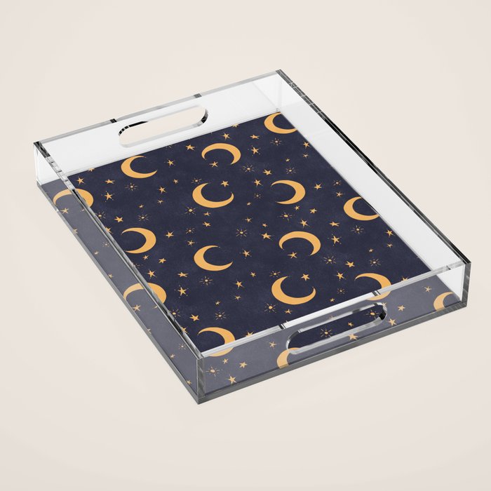 Goodnight Sky - Midnight and gold Acrylic Tray Gallery Image 1