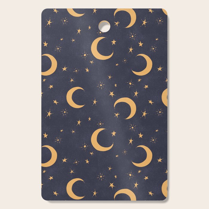 Goodnight Sky - Midnight and gold Cutting Board Gallery Image 1
