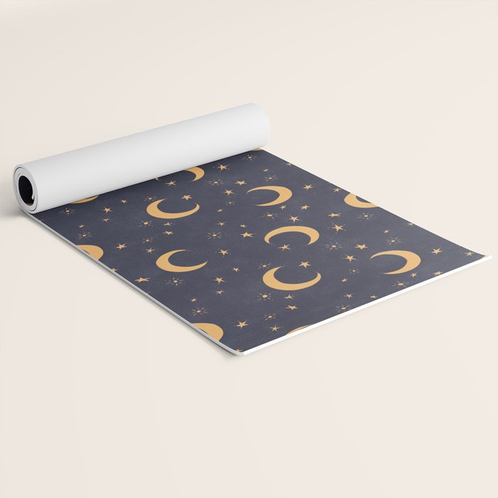Goodnight Sky - Midnight and gold Yoga Mat Gallery Image 2