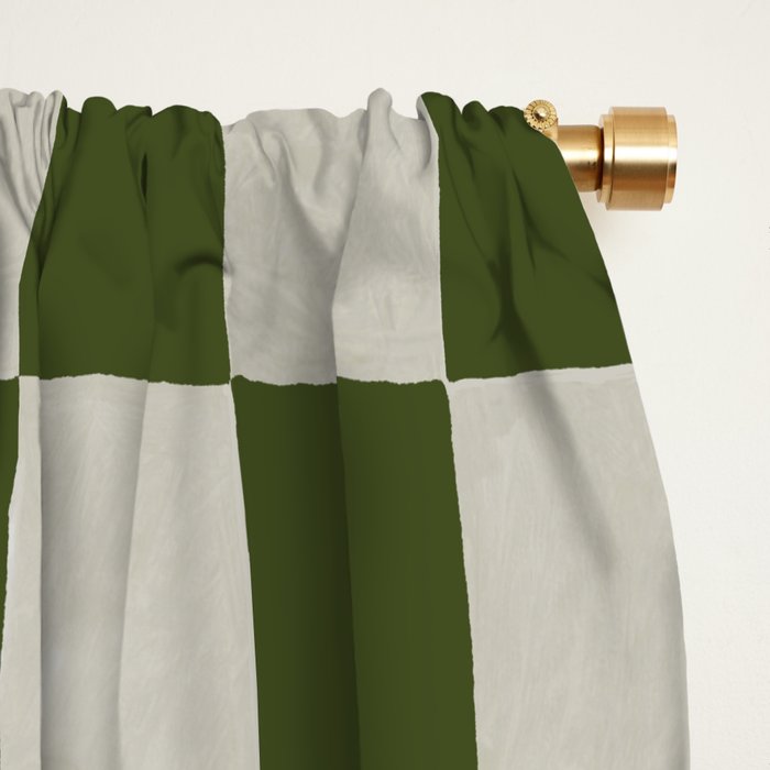 checkerboard hand-painted-olive Window Curtain Gallery Image 2