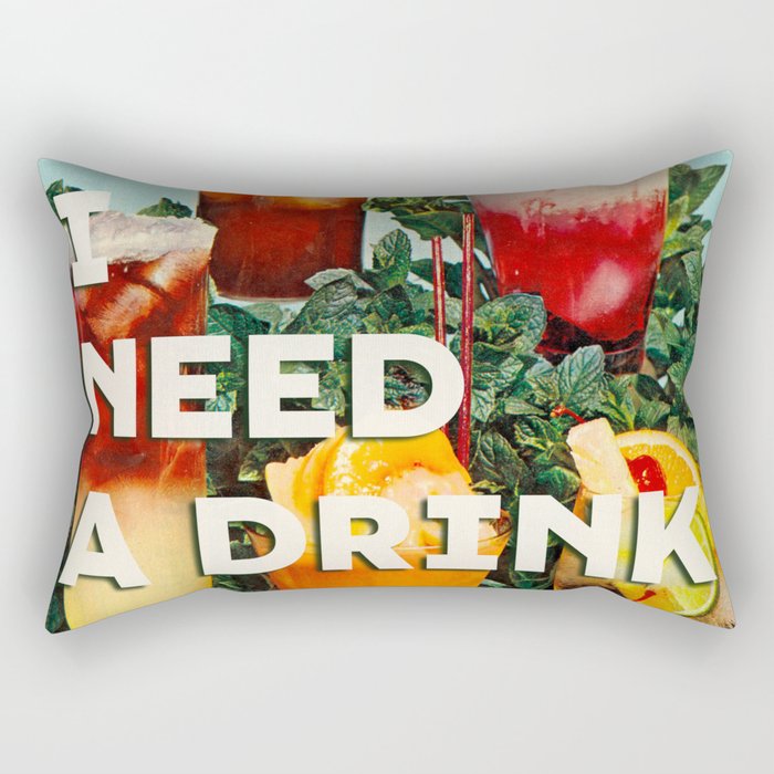 I need a drink (Cocktail time!) Rectangular Pillow Gallery Image 1
