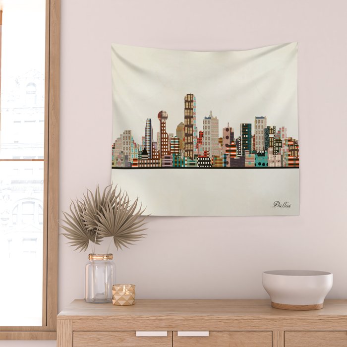 dallas skyline Wall Tapestry Gallery Image 2