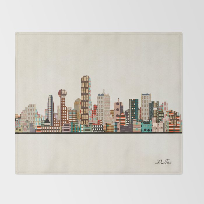 dallas skyline Throw Blanket Gallery Image 2