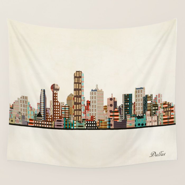dallas skyline Wall Tapestry Gallery Image 4
