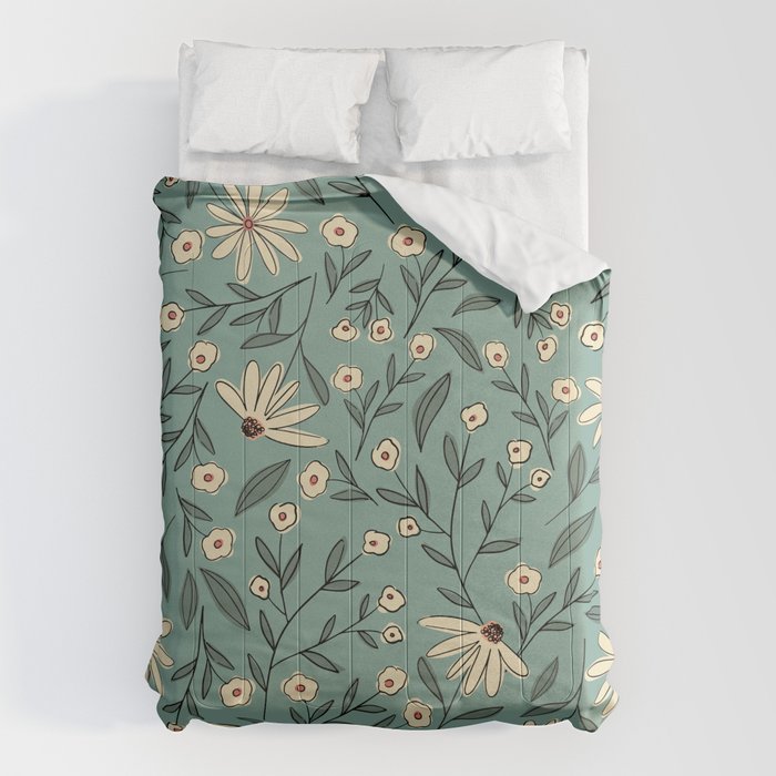 Vintage Floral Neutral - Green Comforter Gallery Image 6
