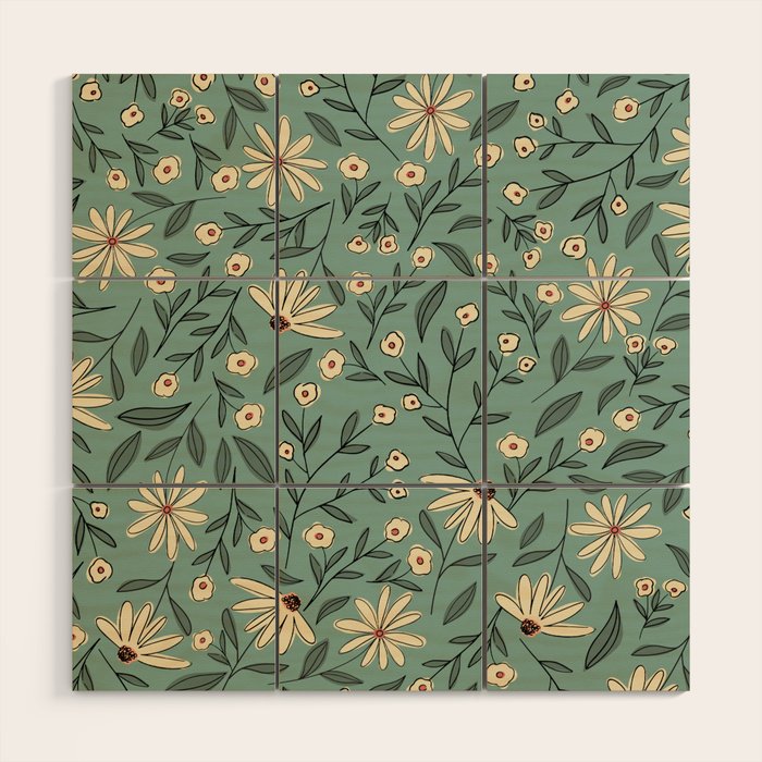 Vintage Floral Neutral - Green Wood Wall Art Gallery Image 1