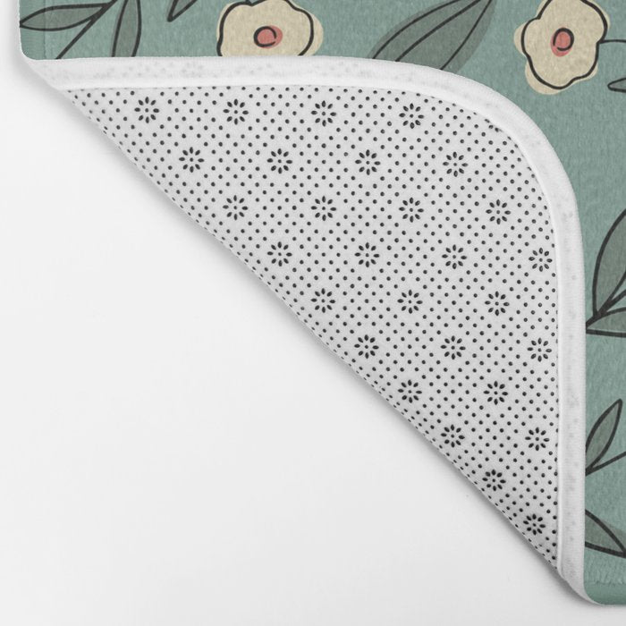 Vintage Floral Neutral - Green Bath Mat Gallery Image 2