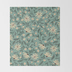 Vintage Floral Neutral - Green Throw Blanket Gallery Image 2