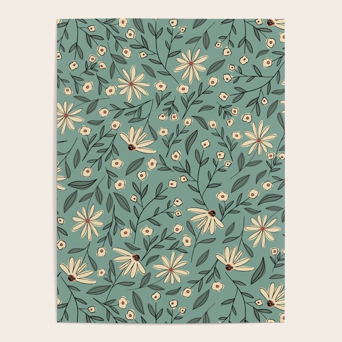 Vintage Floral Neutral - Green Poster Gallery Image 1