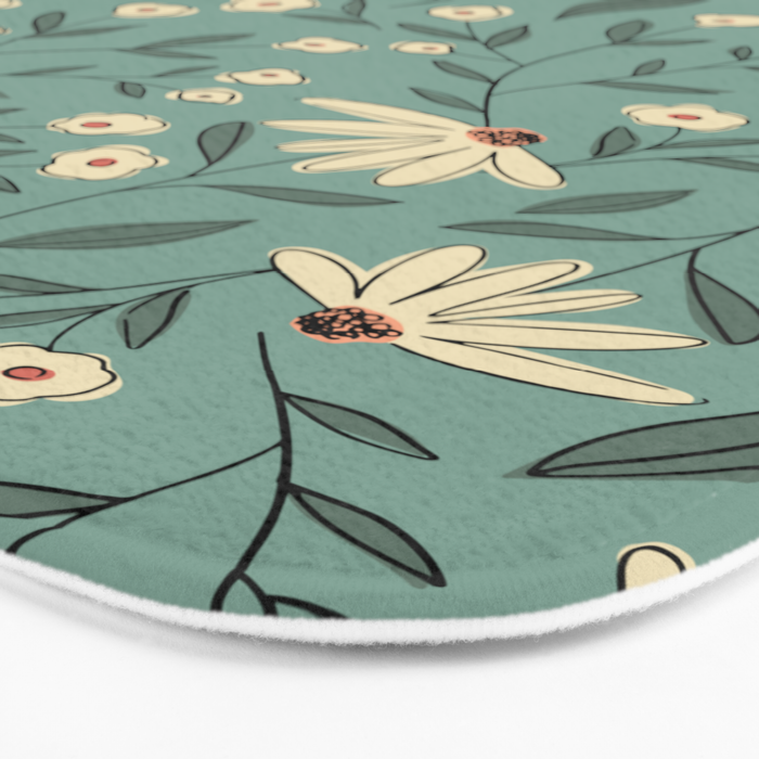 Vintage Floral Neutral - Green Bath Mat Gallery Image 3