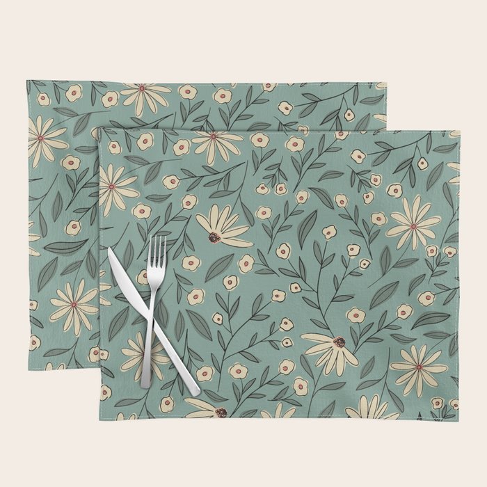 Vintage Floral Neutral - Green Placemat Gallery Image 1