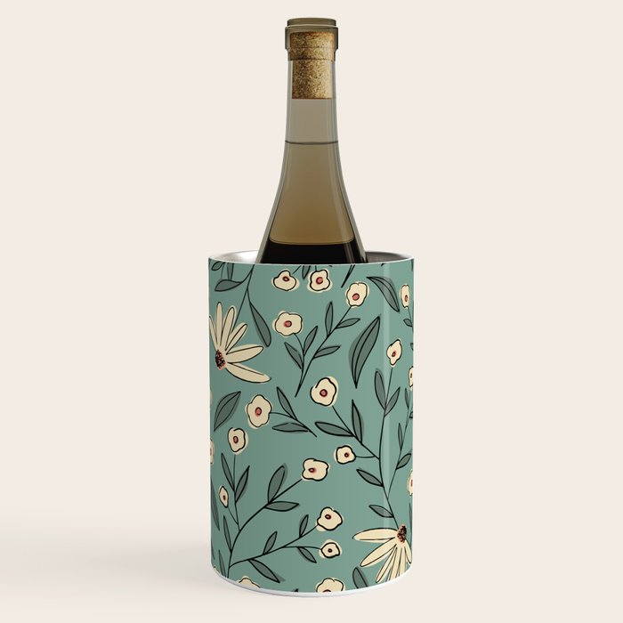 Vintage Floral Neutral - Green Wine Chiller Gallery Image 1