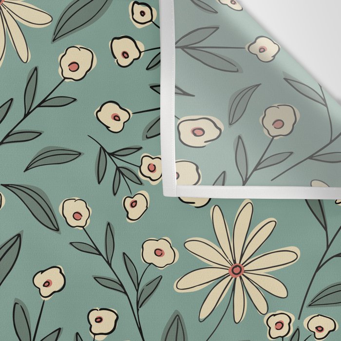 Vintage Floral Neutral - Green Wall Tapestry Gallery Image 3