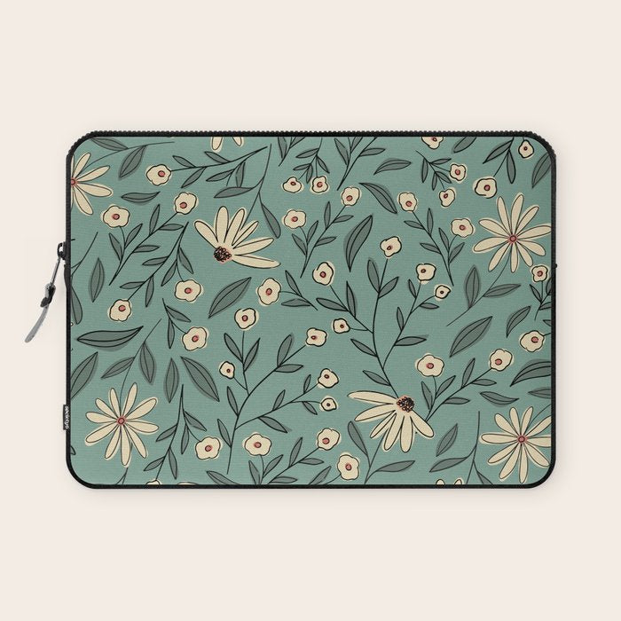 Vintage Floral Neutral - Green Laptop Sleeve Gallery Image 1