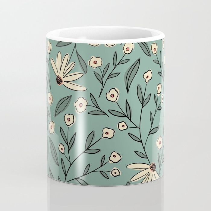 Vintage Floral Neutral - Green Coffee Mug Gallery Image 4
